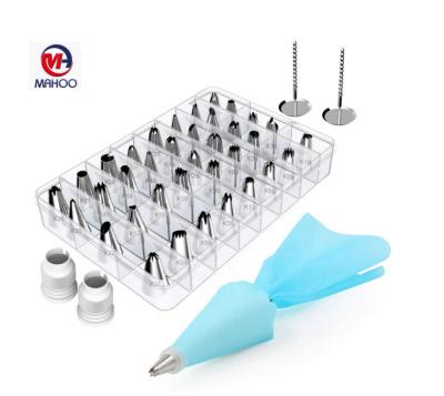 China Sustainable 42 Pieces Kits Cake Decorating Piping Icing Tips Set Supplies Cupcake Baking Cookie Icing Tool Kit With Silicone Pastry Bag for sale