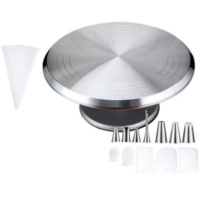 China Viable Cupcake Decorating Supplies Aluminum Alloy Cake Rotating Rack 12 Inch Cake Turntable Rotating Set for sale