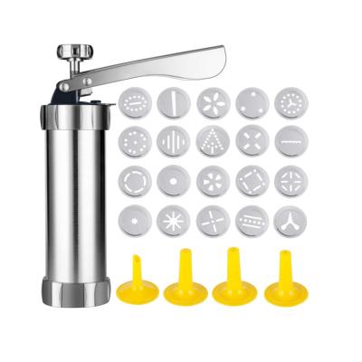 China Viable Stainless Steel DIY Cookie Maker Decorating Cookie Press Gun with Replaceable Molds and Icing Discs Nozzle Tips for sale