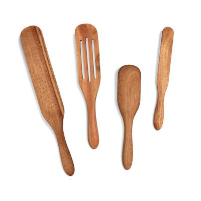 China Sustainable 4 5 6 7 8 Premium Acacia Wood Spurtle Pack Set Home Kitchen Cooking Bakeware With Color Paint Handle for sale