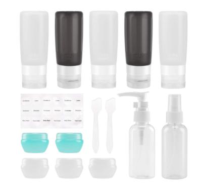 China Leak Proof Eco Friendly BPA Free Travel Accessories Conditioner Lotion Soap Toiletries Silicone Squeezable Travel Bottles Set for sale