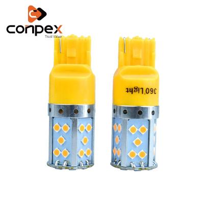 China Car Ride Light& Stop Light 12V T20 Canbus 3030 SMD LED Amber Yellow LED Bulbs For Car LED Turn Signal Light for sale