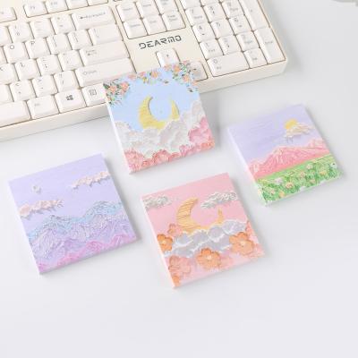 China New Arrivals Custom Sticky Notes Lovely TTX Oil Painting Logo SquareShaped Pink Self-adhesive Notepad Custom Neon Sticky Note for sale