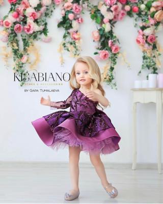 China Hot Pink Sequin Satin Wedding Bridesmaid Dress Kids Dress Princess Birthday Dress for sale