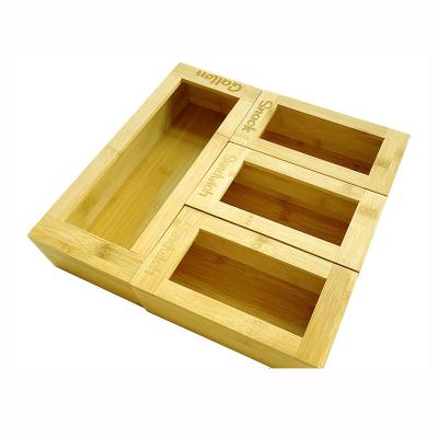 China Viable Bamboo Drawer Cross Storage Matching Box To Match Kitchen Multifunctional Drawer Zipper Bag Storage Dispenser Bamboo Box for sale