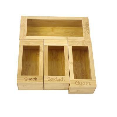 China Bamboo Ziplock Organizer Freshness Keep Bag Storage Set Of 4 For Gallon Kitchen Drawer Organizer for sale