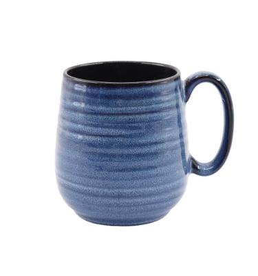 China Sustainable Amazon Hot Sale Porcelain Big Tea Coffee Mug 20 oz Ceramic Blue Reactive Glaze Mugs for sale