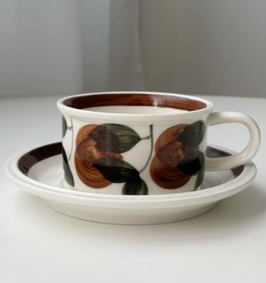 China Viable Vintage Ceramic Coffee Cup Mug with Saucer for Latte Cappuccino Tea Handmade 8.45 oz Tea Cup and Saucer Set for sale