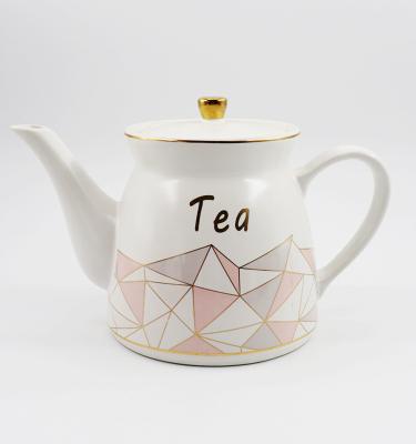 China Viable Hot Sale Rose Gold Porcelain With Teapots Customized Box Logo Ceramic Teapot for sale