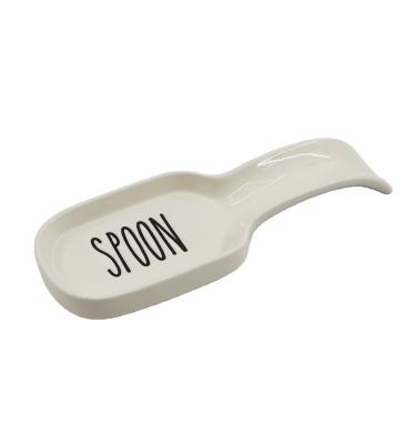 China Custom Logo Porcelain Holder Viable For Pockets And Spoons Spatula Tongs Kitchen Cooking Serving Spoon Stand Ceramic for sale