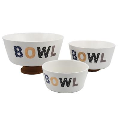 China Factory Sustainable Supplier Decal Pet Bowls Dinner Table Set Ceramic Fruit Salad Mixing Bowls for sale