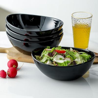 China Amazon Sustainable Top Selling Serving Bowls Set Of 4 Black Porcelain Bowls 36 Ounce Large Serving Dishes for sale