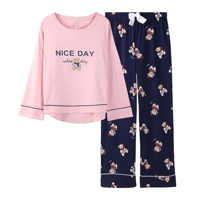 China Running Pajamas Set Good Quality Cotton QUICK DRY Organic Pajamas Knitted 100% Cotton Sleepwear Ladies Nightgown for sale