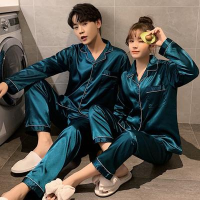 China Amazon QUICK DRY Custom Hot Sale Solid Color Couples Pajamas Lounge Wear Nightwear Women's Sleepwear Use Christmas Pajamas for sale