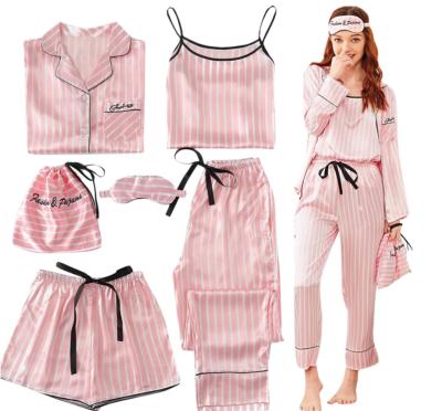 China Custom Hot Sale 7pc Amazon Logo women's set QUICK DRY hot nightgown for honeymoon women sleepwear for sale