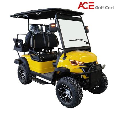 China Steel Frame Electric Golf Car 4 Seaters Bright Yellow Color 4KW Motor for sale