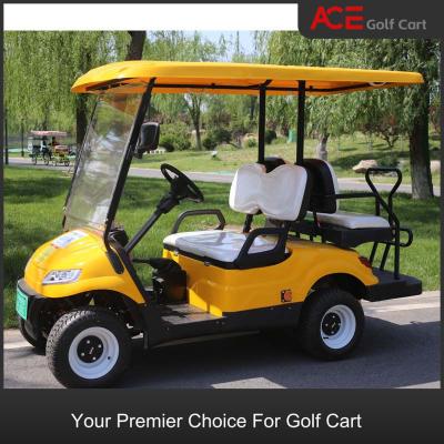 China Luxury 4kw Lifted 4 Seats Hunting Electric Golf Cart Yellow Color for sale