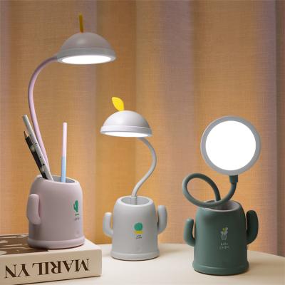 China Rotate LED Desk Lamp With Pen Holder Table Lamp Touch Switch Desk Eye-Care Lamp With USB Charging Port for sale