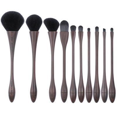 China Flat Brush Glitter Handle 10pcs crystal diamond foundation brush set with PU bag makeup brushes for sale