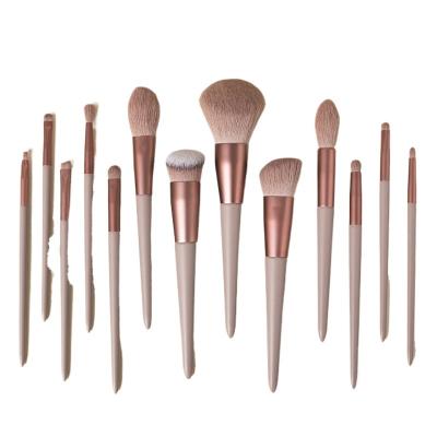 China Flat Brush wholesale 13 pcs with bag custom label foundation brush makeup cosmetic tresluces make up brushes set makeup for sale