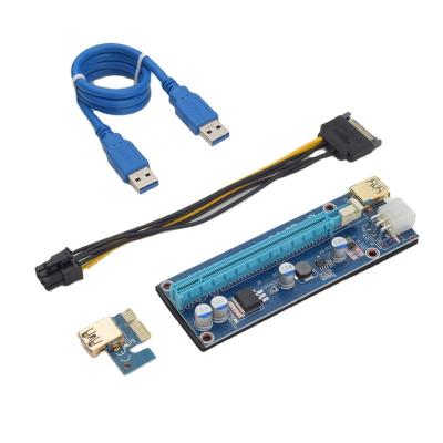 China Gold Plated USB3.0 VER 009S PCIe 1X Cable New Version PCI-e Riser 4 Terminal 60cm USB to 16X Riser Card Blue for sale