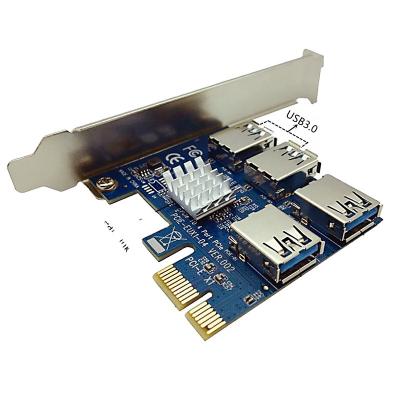 China Hot Sales Usb3.0 Graphics Card Riser Card PCI-e 1 To PCI 4 Express Slot 4 External 16x Adapter Pcie Port Multiplier Card Left for sale