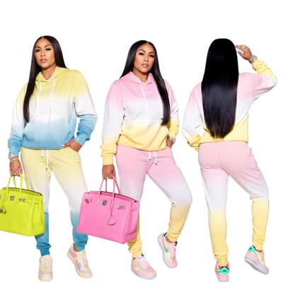 China Factory Direct Selling Viable Women's New Gradient Color Street Fashion Sweater Two-piece Suit for sale