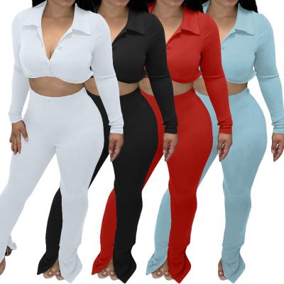 China Exquisite and unique viable sexy v-neck solid color v-neck casual sports suit two-piece for sale