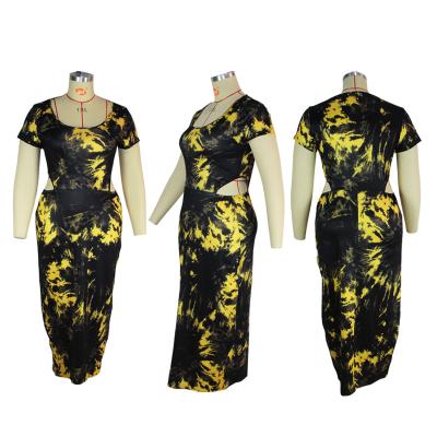 China 2021 Anti-Static Black Round Neck Dress Skirt Anti-Static Mid Length Waist Printed Dress for sale