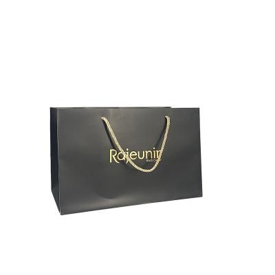 China Customizable Recycled Materials Durable Black Gift Maker Bags Wine Luxury Retail Packaging Paper Bag With Logo Print for sale