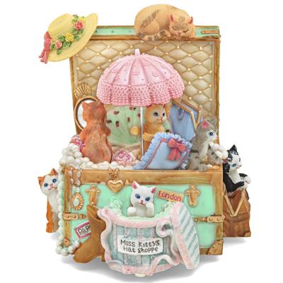 China Suitcase Shape Fusions With Cute Music Box Kittens In Suitcase Design Music Box Birthday Gifts For Girlfriends Or Girls Or Kids for sale