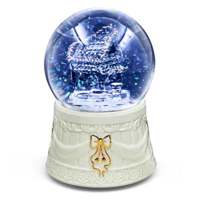 China Crystal Ball Fuse Music Box Gift For Girlfriend Or Wife LED Color Craft Wind Up Piano Snow Globe Changeable Glass Swept Music Box for sale