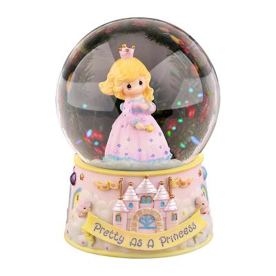 China Crystal Ball Fuse With Music Box Gift For Girlfriend Or Girl Custom Resin Creative Crafts Pretty As Princess Snow Globe Music Box for sale