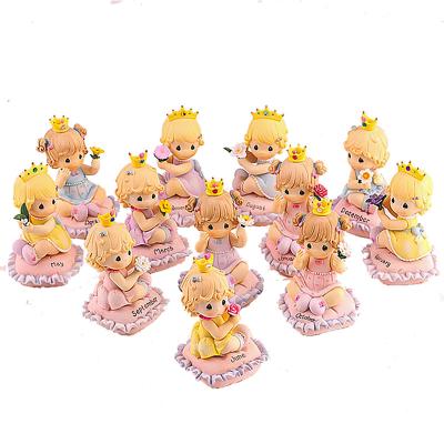 China Wholesale Custom Flower and Princess Home Decoration Ornaments Creative Resin Crafts from Europe 12PCS for sale