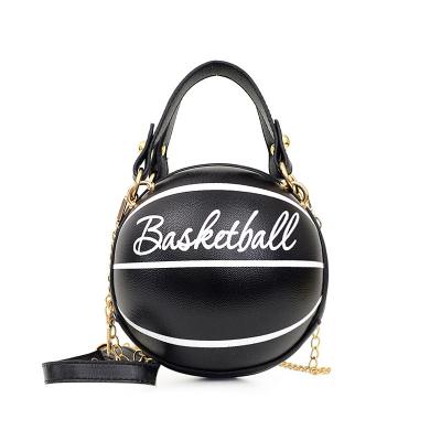 China Round Small Creative Institute Of Statistics Basketball Bag Basketball Bag Soccer Bag Portable Popular Creative Chain Strap Single Shoulder Bag for sale