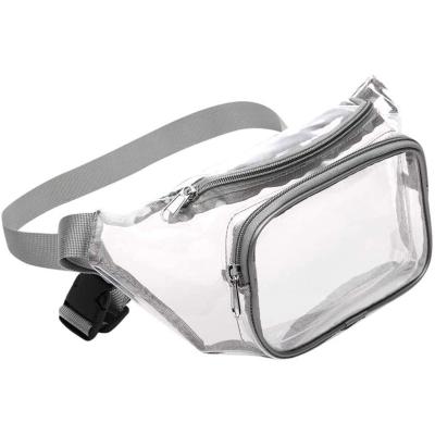 China Custom Women Fanny Pack Logo Ladies Clear Pvc Waist Bum Pouch Belt Bag Transparent Water Proof for sale