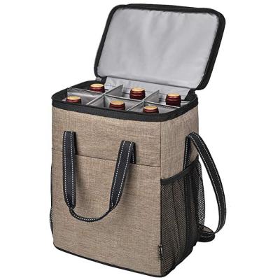 China Waterproof Hot Sale 6 Bottles Cooler Bag For Outdoor Wine Picnic Thermal Insulated Carrier Totes for sale