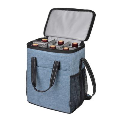 China Waterproof 6 Bottle Wine Carrier Bag Tote Insulated Champagne Tote Bag Picnic Box Wine Cooler Bag for sale