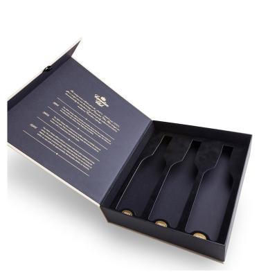 China Recycled Materials Wine Shipping Box With Styrofoam Paper Insert Wine Gift Box Set Black Wine Packaging for sale