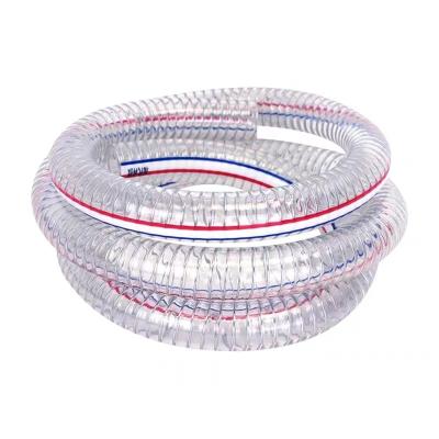 China 3 Inch Lightweight Irrigation PVC Hose Transparent Clear Steel Wire Reinforced PVC Spring Spiral Hose for sale