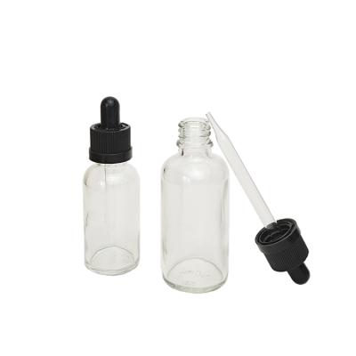 China 1oz 30ml e Essential Oil Dropper Bottle Cosmetic Clear Glass Liquid Eye Dropper 50ml Glass Bottle for sale