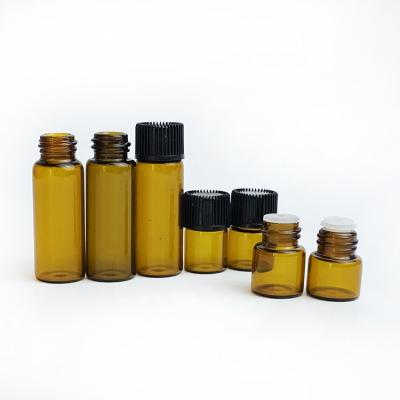 China 1ml 2ml mini cosmetic amber glass bial bottles for essential oil for sale