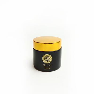 China Cosmetics Containers Cosmetic Packaging 15g 30g 50g 60g 60ml Black Glass Cream Jar With Gold Screw Cap for sale