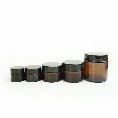 China Cosmetic Packaging Cream Jar 30g 50g 60g 100g Amber Cosmetic Glass Bottle Glass Bottle Jars for sale