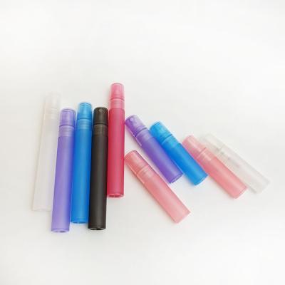 China Cosmetic 5ml 10ml 15ml Frosted Pen Shape PP Material Plastic Perfume Spray Bottle for sale