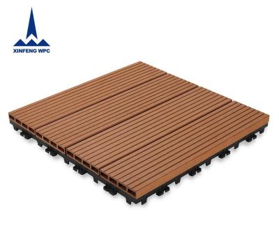 China DIY WPC Tile Durable Non Slip WPC Non Slip Interlocking Outdoor Paving Floor Tile XF-C020 300*300*27 mm for sale