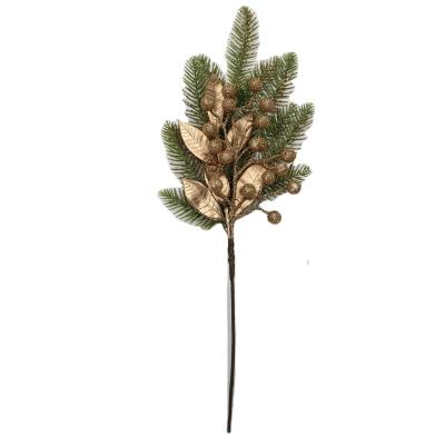 China Custom Ornament China Gold And Green Plastic Wall Decoration Christmas Tree Branches for sale