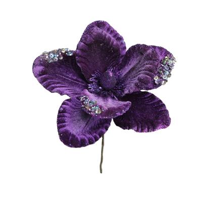 China Ornament Manufacturer Supplier Deep Purple Artificial Flower Velvet Plants Home Decor Artificial Flower for sale