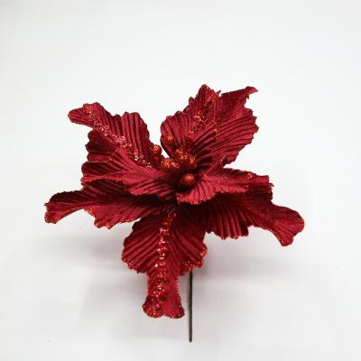 China Ornament Product Burgundy Artificial Flower Electronic Flannel Hot Selling Artificial Flower For Wall Decoration for sale