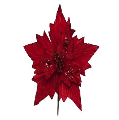 China Ornament Good Quality New Arrivals Home Decoration Decorationpoinsettia Christmas Red Artificial Flower for sale